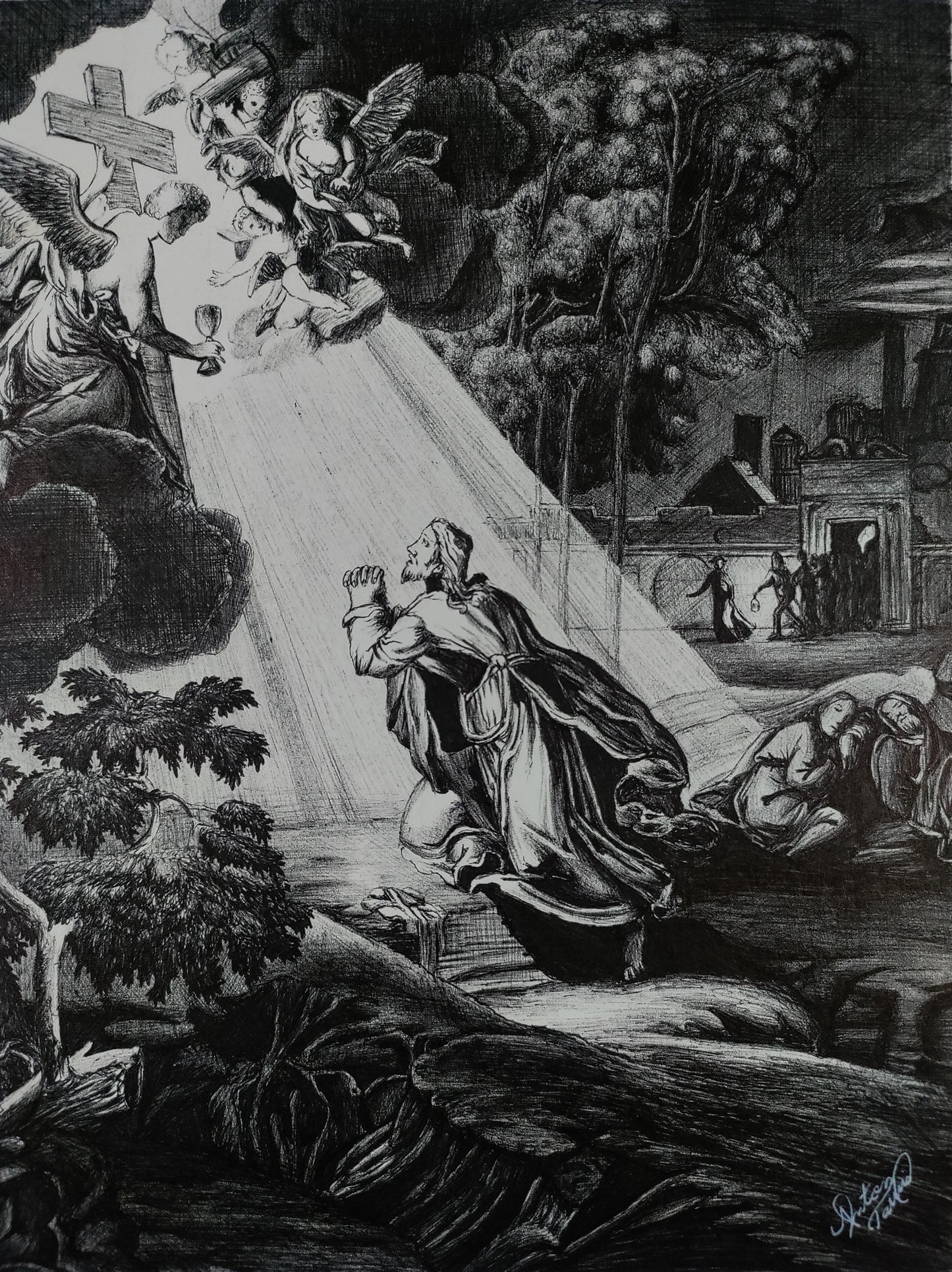Agony In the Garden - Original Ball pen