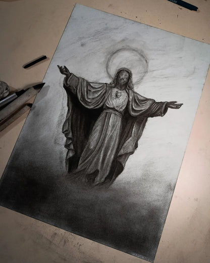 Come to Me, All Who Are Weary (Matthew 11:28) - Original Charcoal