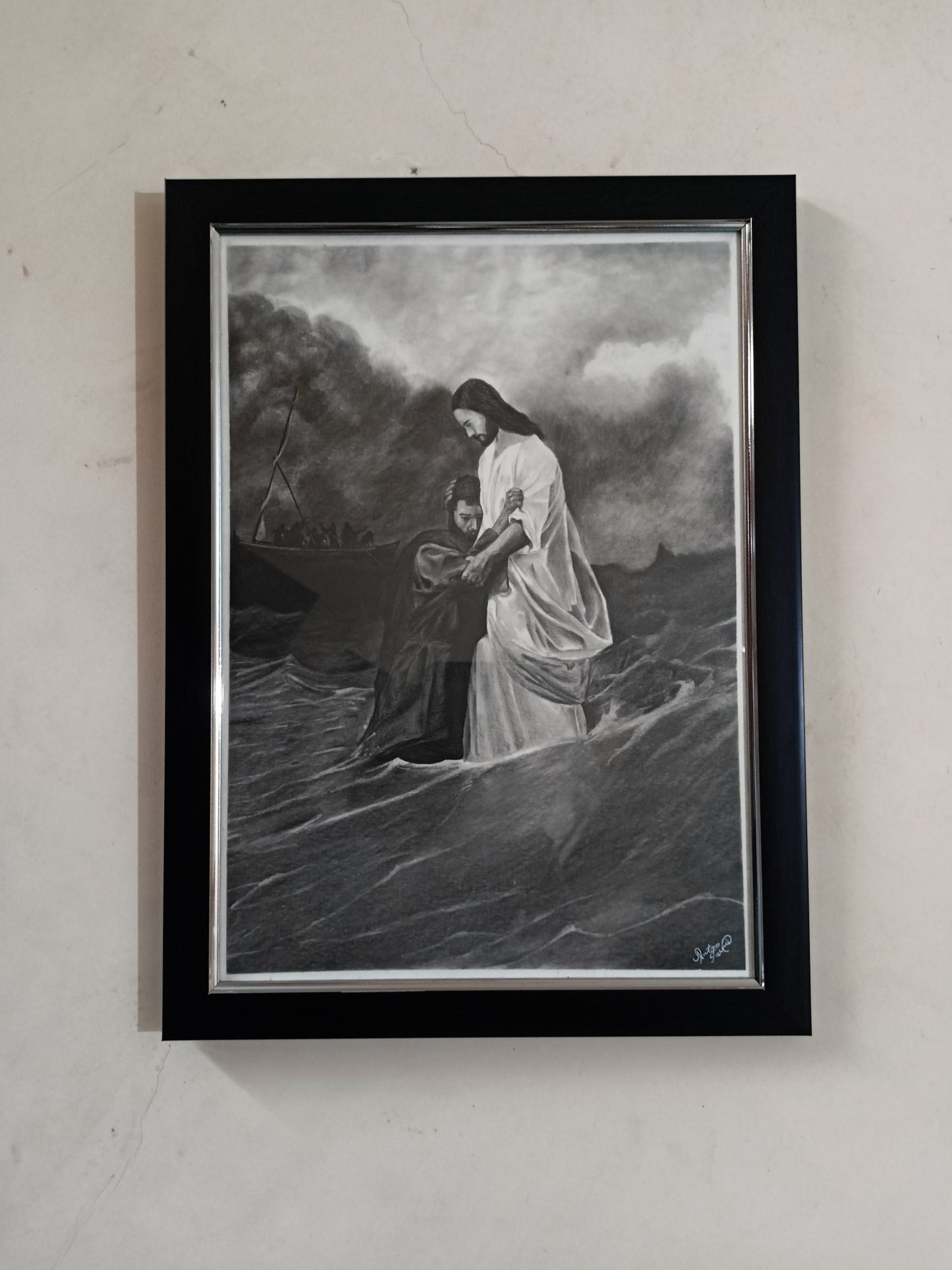 Peter's Faith (Matthew 14:30) - Original Pencil