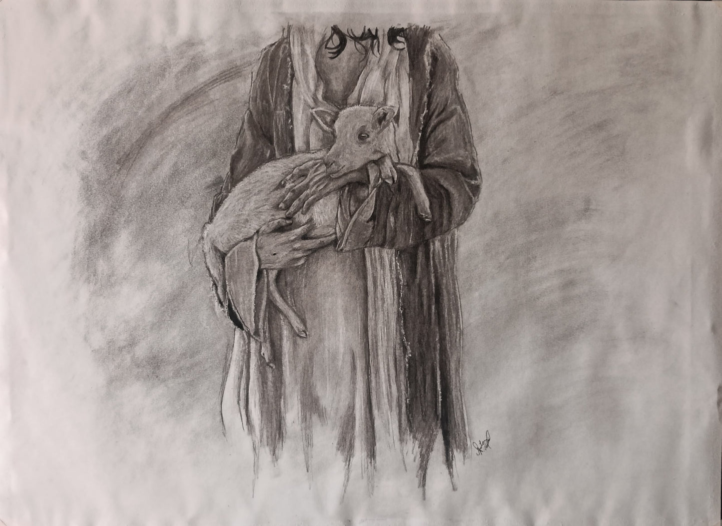 Not Forgotten (Luke 15:4) - Original Charcoal