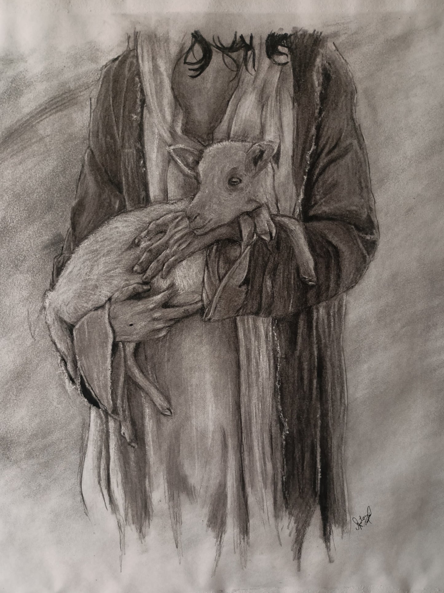 Not Forgotten (Luke 15:4) - Original Charcoal