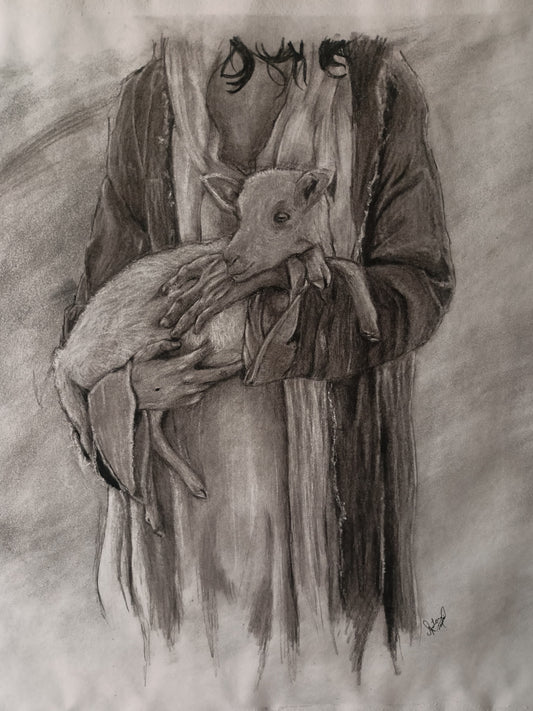 Not Forgotten (Luke 15:4) - Original Charcoal