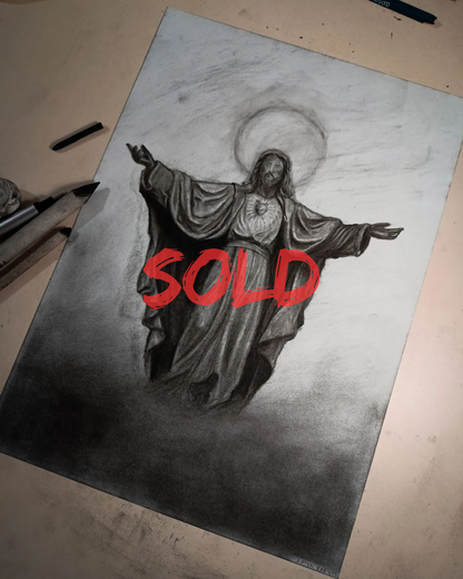 Come to Me, All Who Are Weary (Matthew 11:28) - Original Charcoal